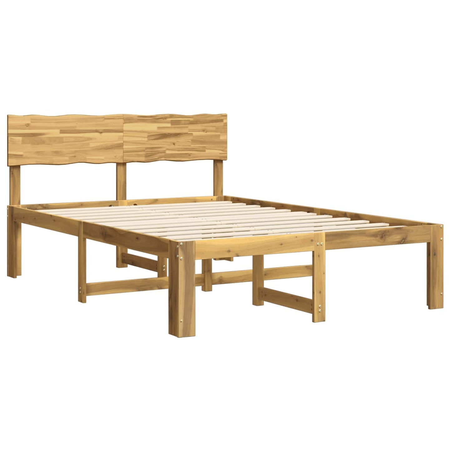 Double Bed Frame with Headboard ROSTOCK White 135 x 190 cm