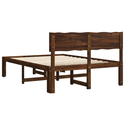 Double Bed Frame with Headboard ROSTOCK Dark Brown 140 x 190 cm