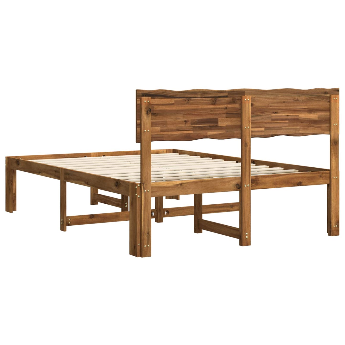 Double Bed Frame with Headboard ROSTOCK Natural 140 x 190 cm