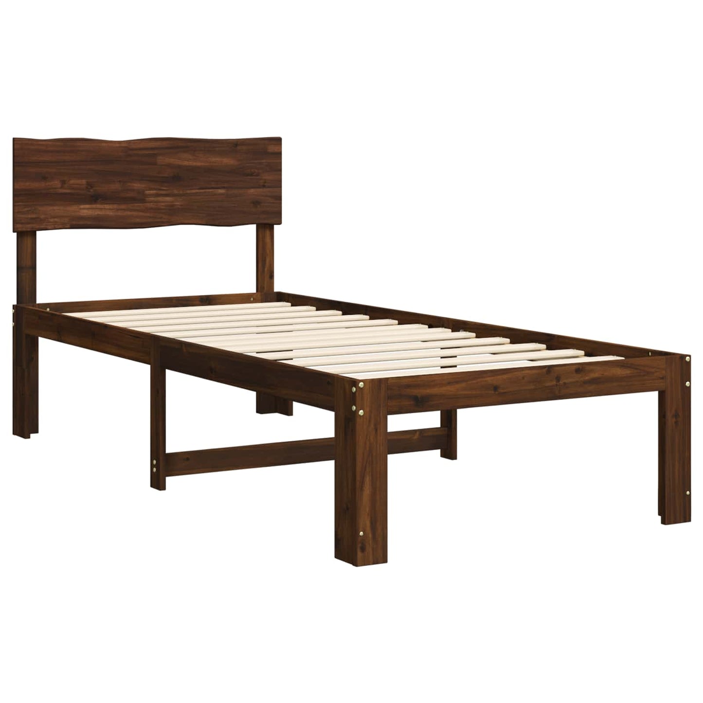 Single Bed Frame with Headboard ROSTOCK Dark Brown 90 x 200 cm