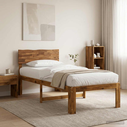 Single Bed Frame with Headboard ROSTOCK Natural 100 x 200 cm