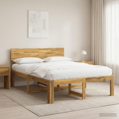 Double Bed Frame with Headboard ROSTOCK White 120 x 200 cm