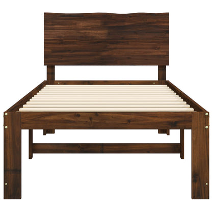 Single Bed Frame with Headboard ROSTOCK Dark Brown 75 x 190 cm