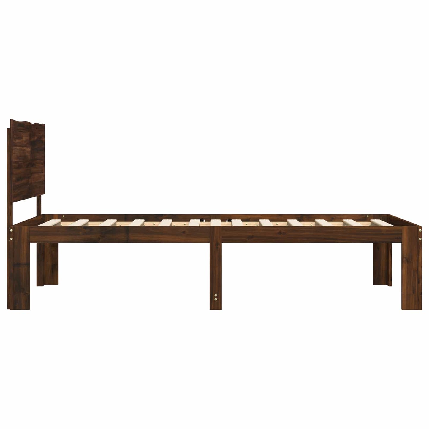 Single Bed Frame with Headboard ROSTOCK Dark Brown 75 x 190 cm