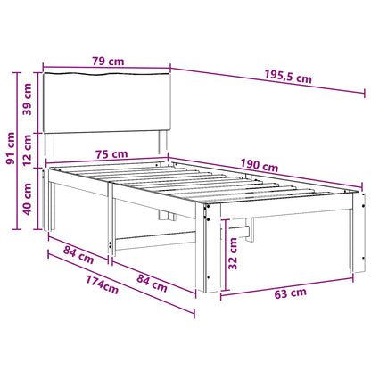 Single Bed Frame with Headboard ROSTOCK Natural 75 x 190 cm