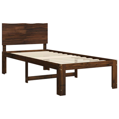 Single Bed Frame with Headboard ROSTOCK Dark Brown 90 x 190 cm