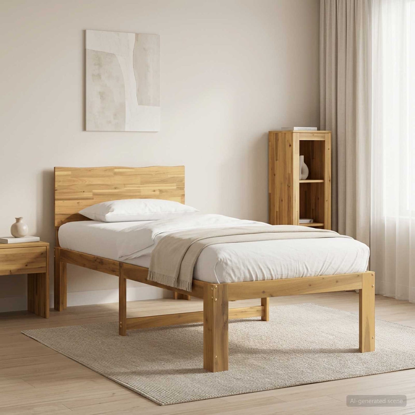Single Bed Frame with Headboard ROSTOCK White 90 x 190 cm
