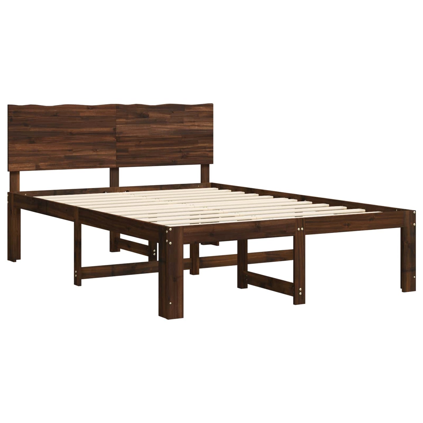 Double Bed Frame with Headboard ROSTOCK Dark Brown 120 x 190 cm