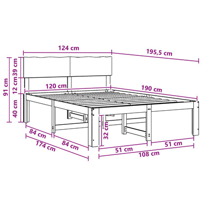 Double Bed Frame with Headboard ROSTOCK Dark Brown 120 x 190 cm
