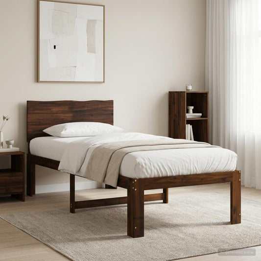 Single Bed Frame with Headboard ROSTOCK Dark Brown 80 x 200 cm