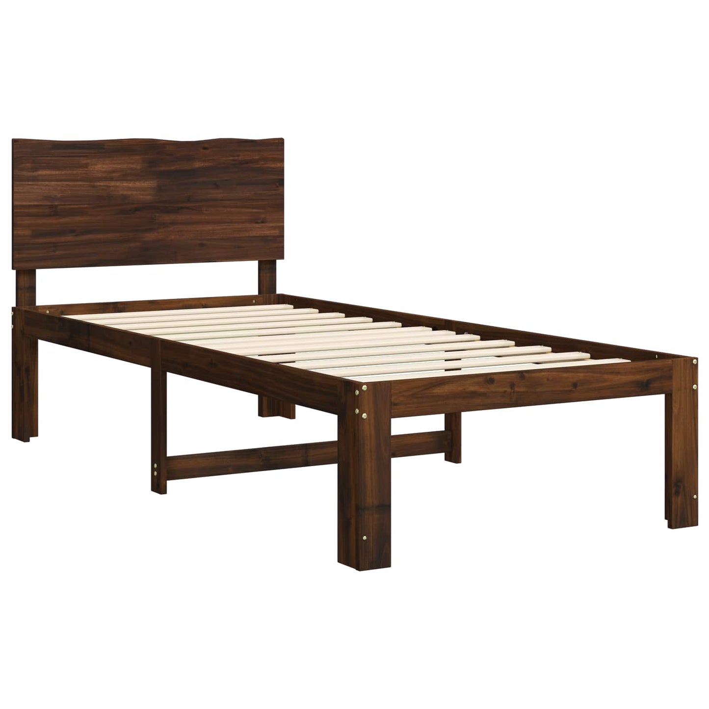 Single Bed Frame with Headboard ROSTOCK Dark Brown 80 x 200 cm