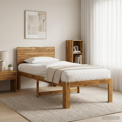 Single Bed Frame with Headboard ROSTOCK Natural 80 x 200 cm