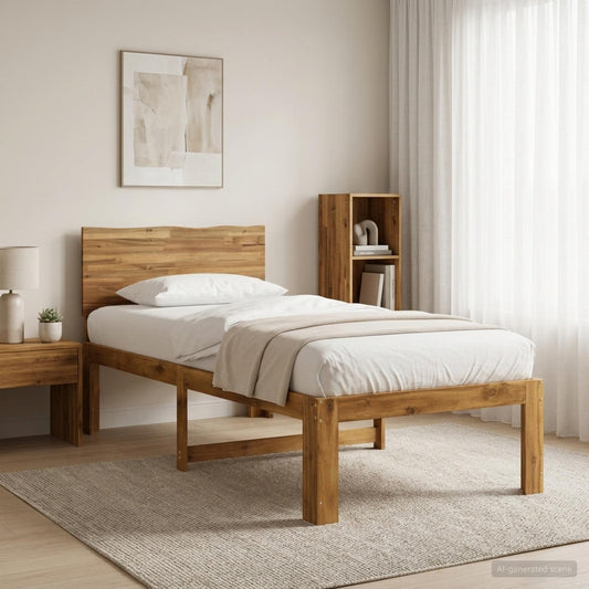 Single Bed Frame with Headboard ROSTOCK Natural 80 x 200 cm