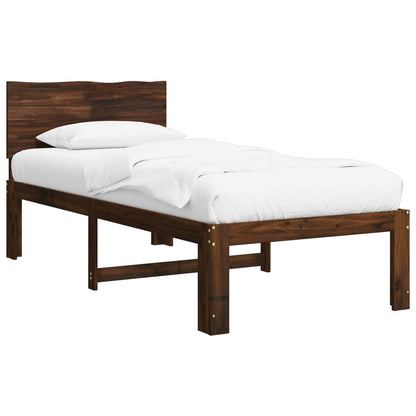 Single Bed Frame with Headboard ROSTOCK Dark Brown 90 x 200 cm