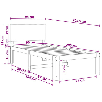 Single Bed Frame with Headboard ROSTOCK Natural 90 x 200 cm