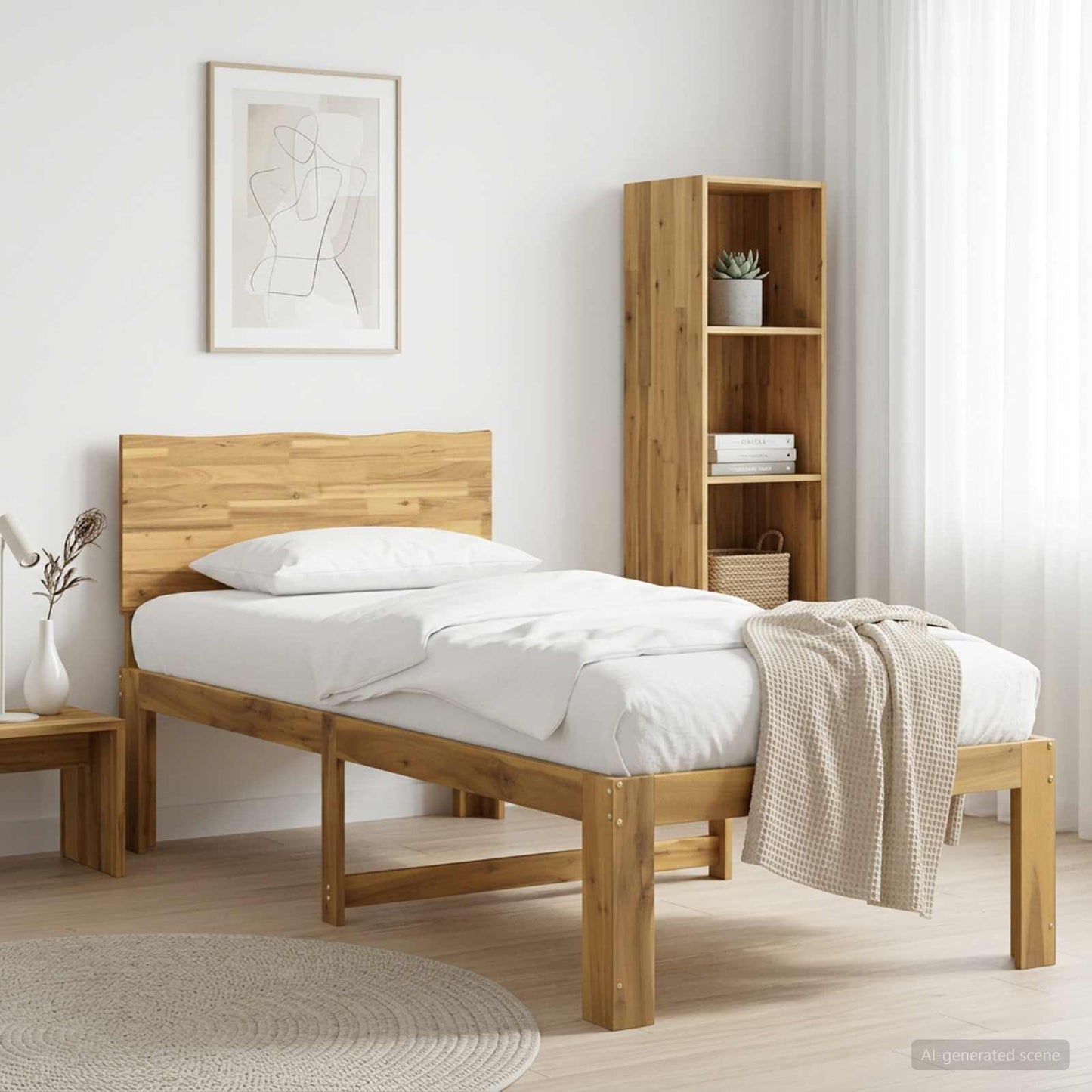 Single Bed Frame with Headboard ROSTOCK White 90 x 200 cm