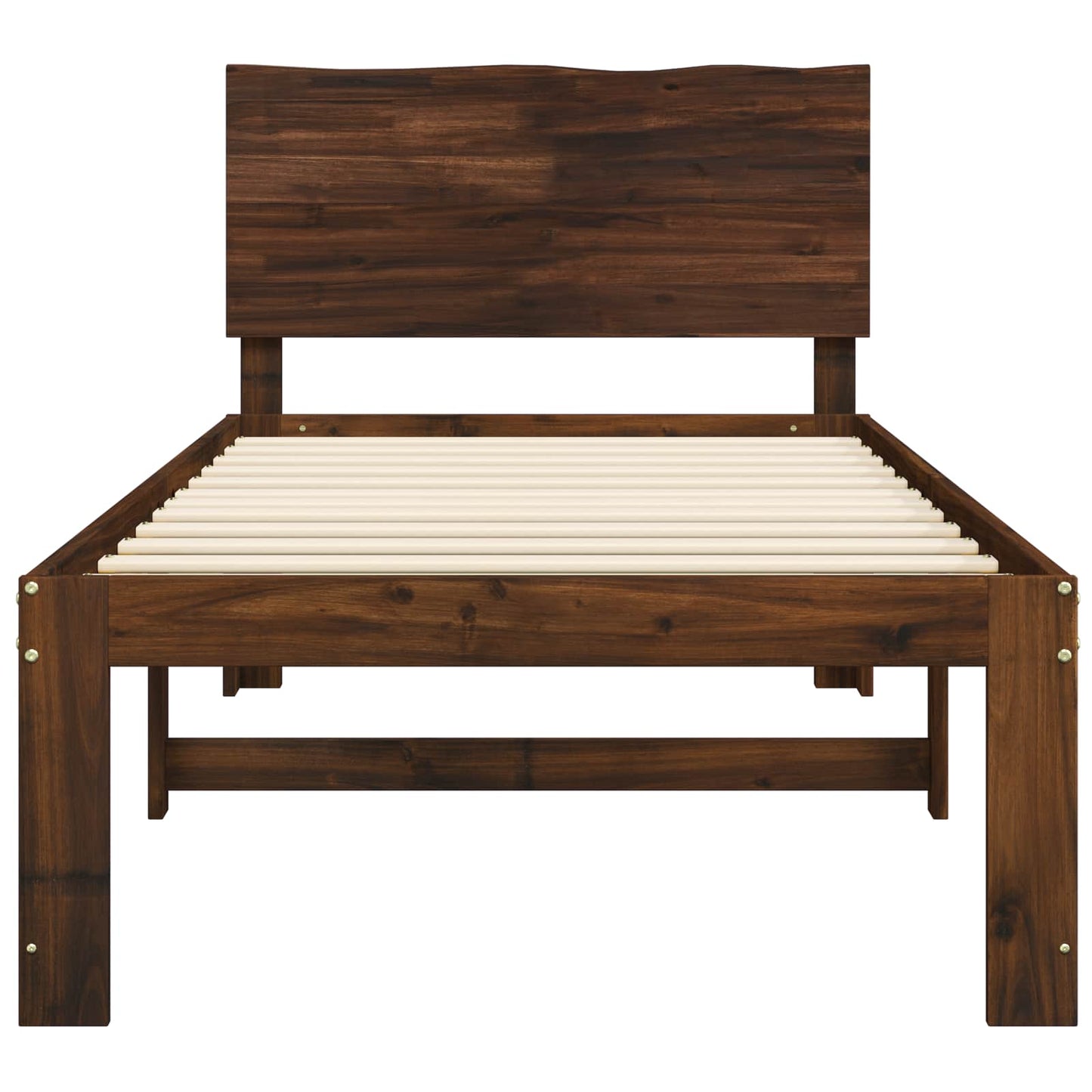 Single Bed Frame with Headboard ROSTOCK Dark Brown 100 x 200 cm