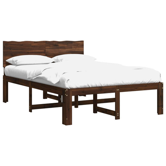Double Bed Frame with Headboard ROSTOCK Dark Brown 120 x 200 cm