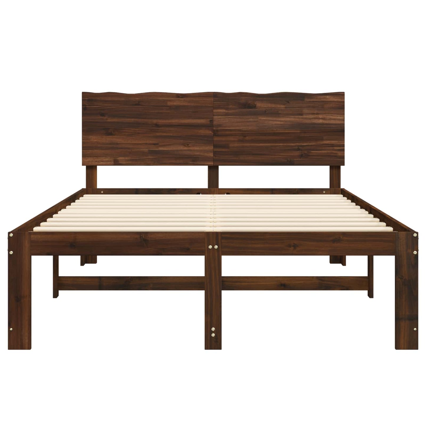 Double Bed Frame with Headboard ROSTOCK Dark Brown 120 x 200 cm