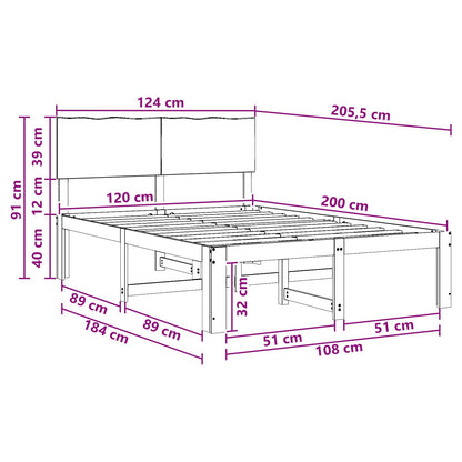 Double Bed Frame with Headboard ROSTOCK White 120 x 200 cm