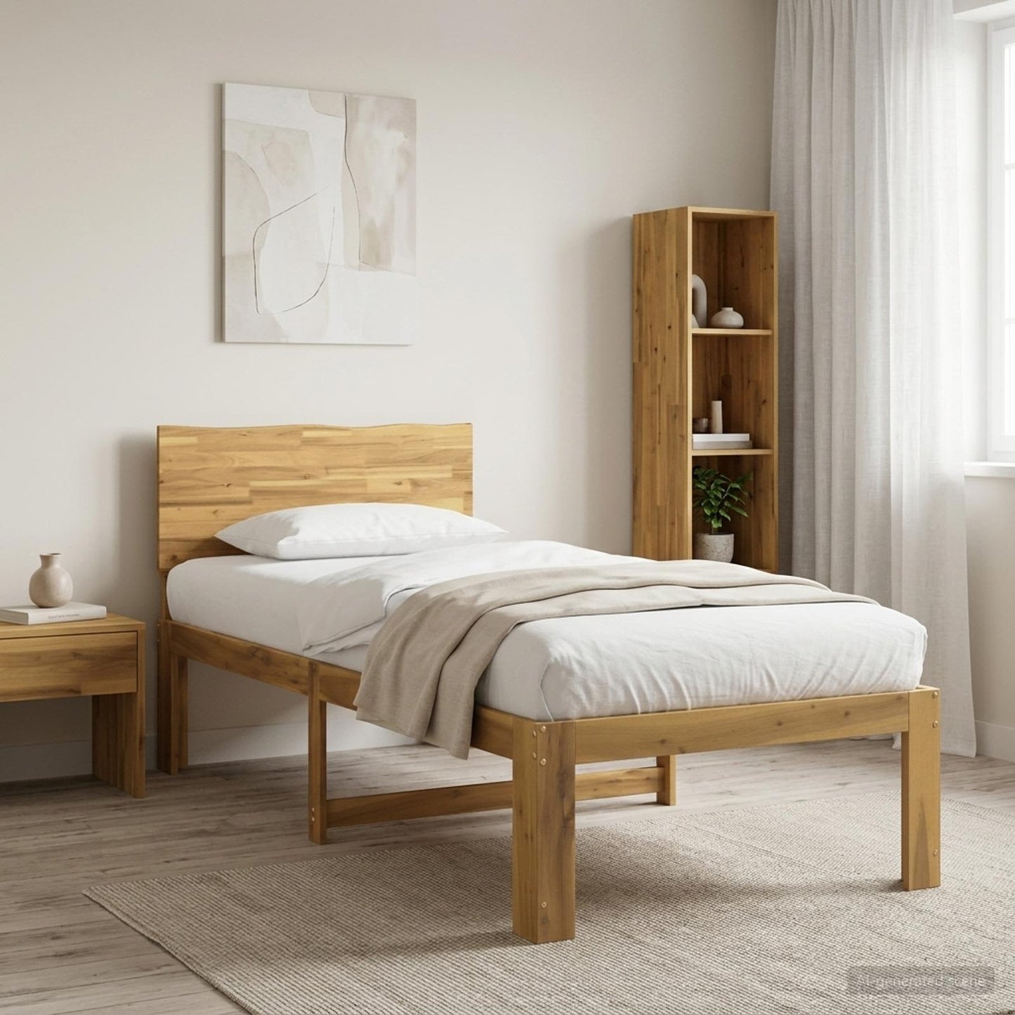 Single Bed Frame with Headboard ROSTOCK White 90 x 190 cm