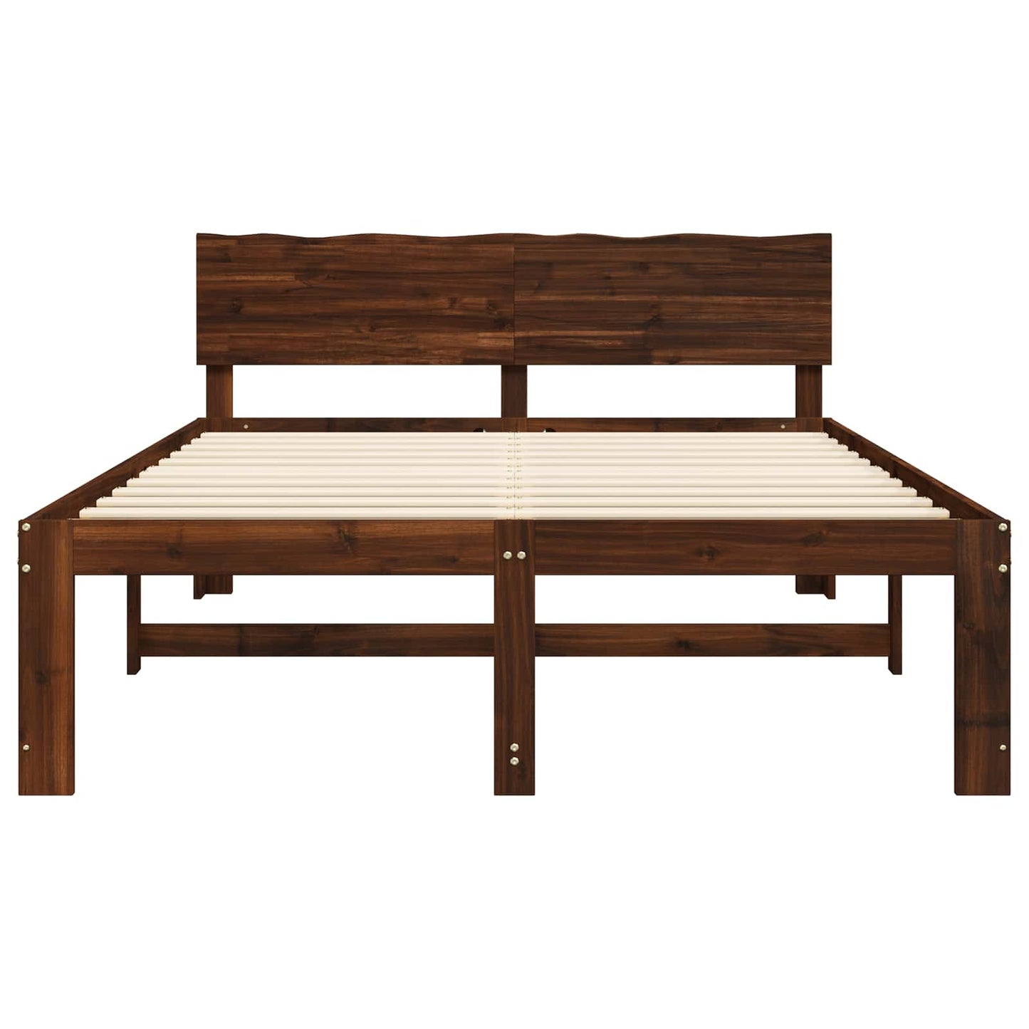 Double Bed Frame with Headboard ROSTOCK Dark Brown 120 x 190 cm