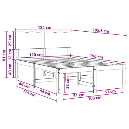 Double Bed Frame with Headboard ROSTOCK White 120 x 190 cm