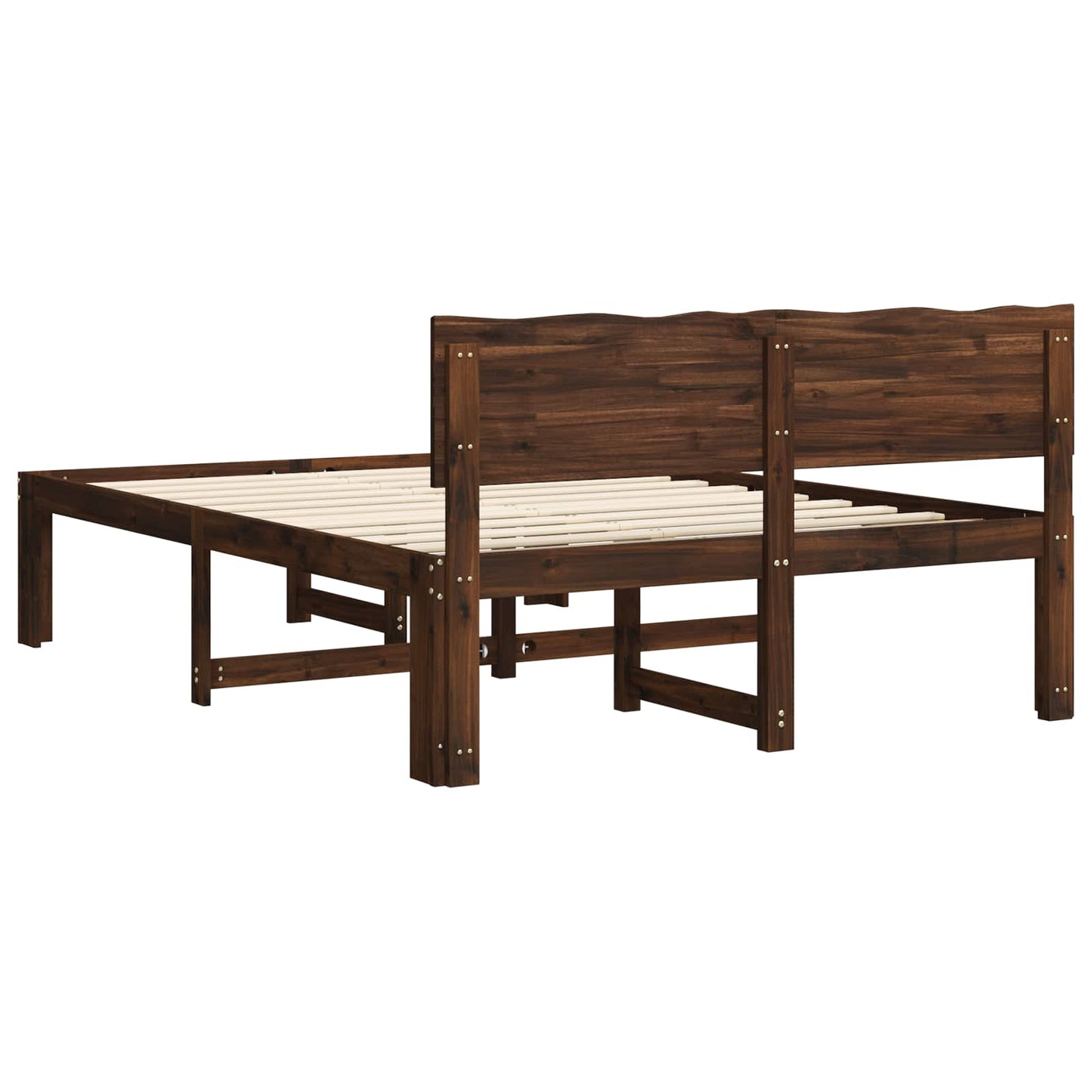 Double Bed Frame with Headboard ROSTOCK Dark Brown 135 x 190 cm