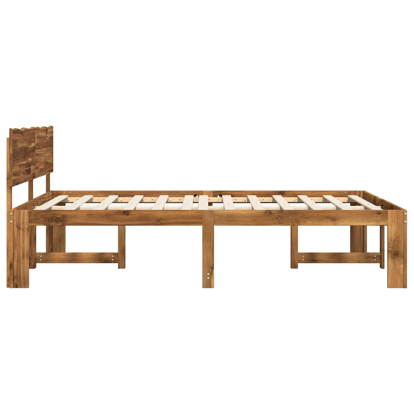 Double Bed Frame with Headboard ROSTOCK Natural 135 x 190 cm