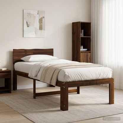 Single Bed Frame with Headboard ROSTOCK Dark Brown 80 x 200 cm