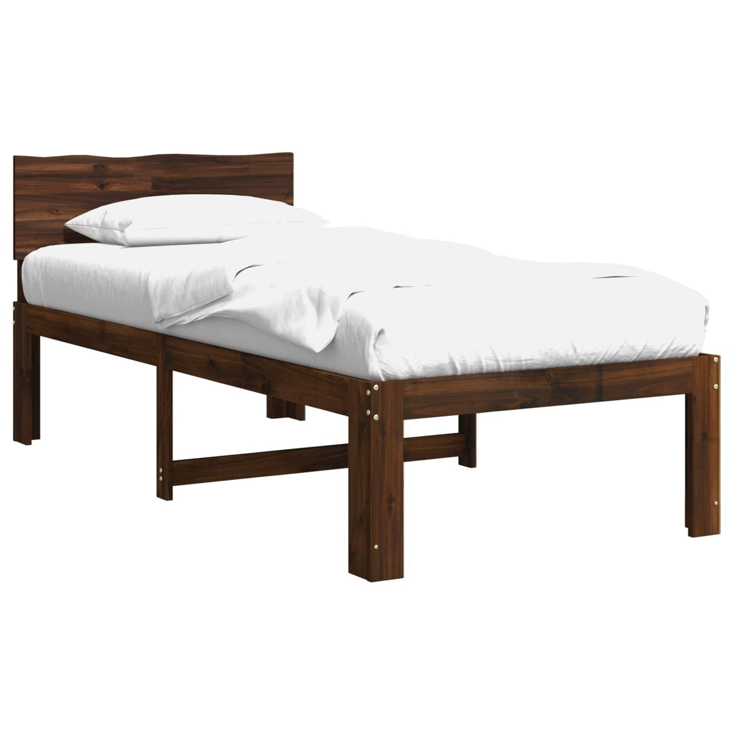 Single Bed Frame with Headboard ROSTOCK Dark Brown 80 x 200 cm