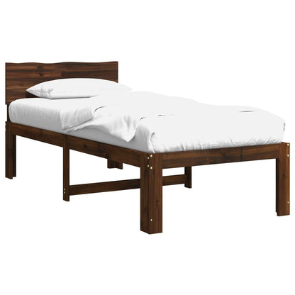 Single Bed Frame with Headboard ROSTOCK Dark Brown 90 x 200 cm