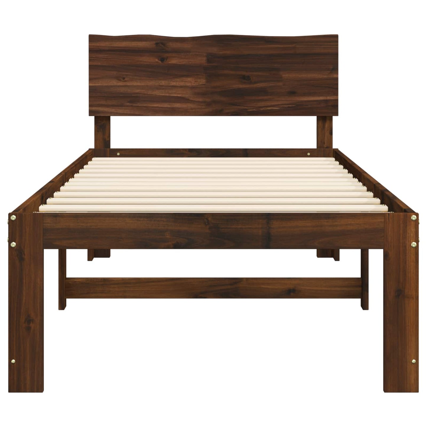 Single Bed Frame with Headboard ROSTOCK Dark Brown 90 x 200 cm
