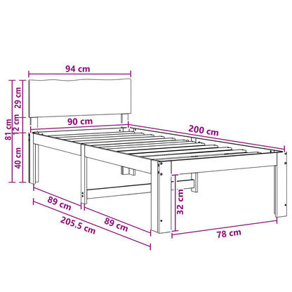 Single Bed Frame with Headboard ROSTOCK Natural 90 x 200 cm