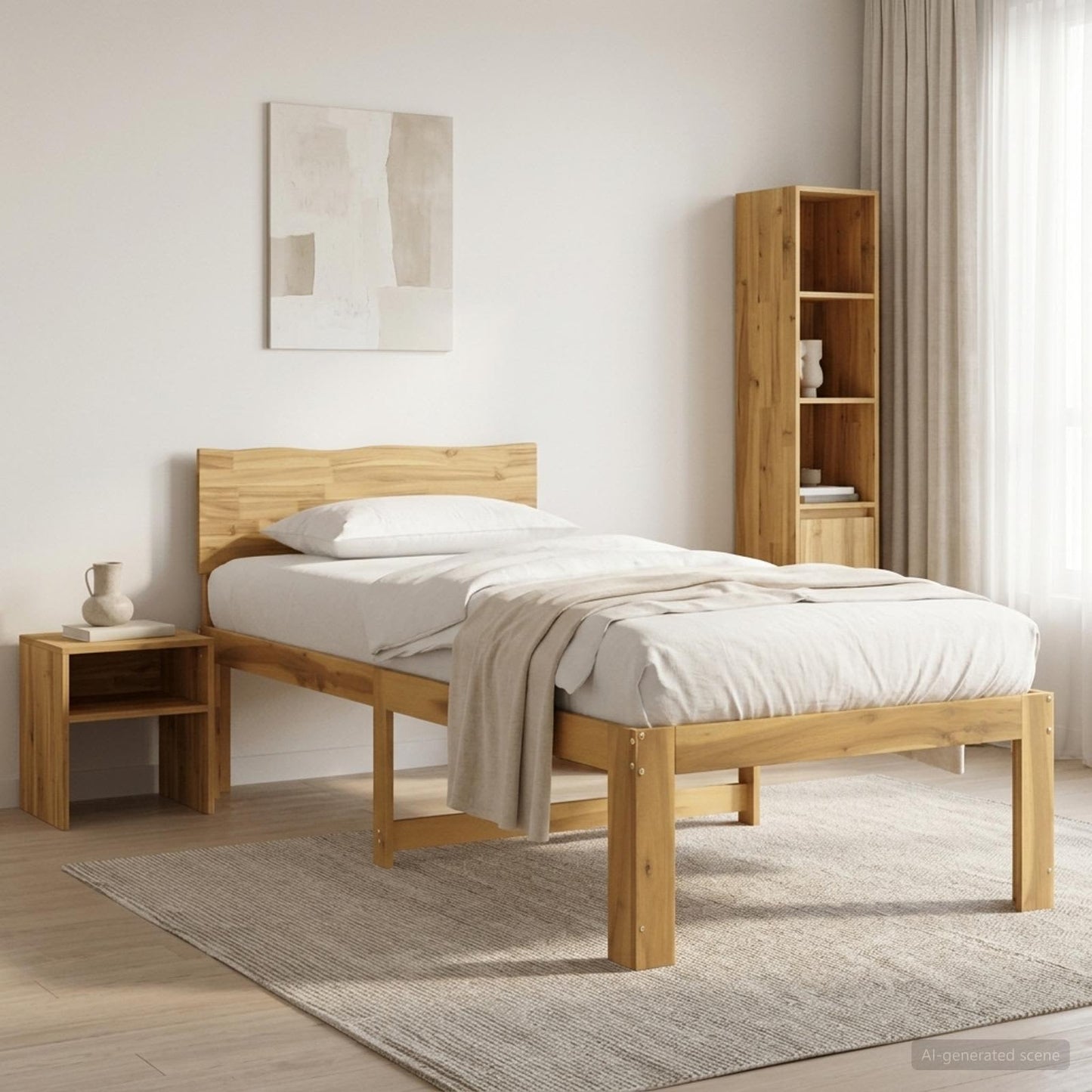 Single Bed Frame with Headboard ROSTOCK White 90 x 200 cm