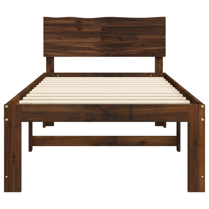 Single Bed Frame with Headboard ROSTOCK Dark Brown 100 x 200 cm