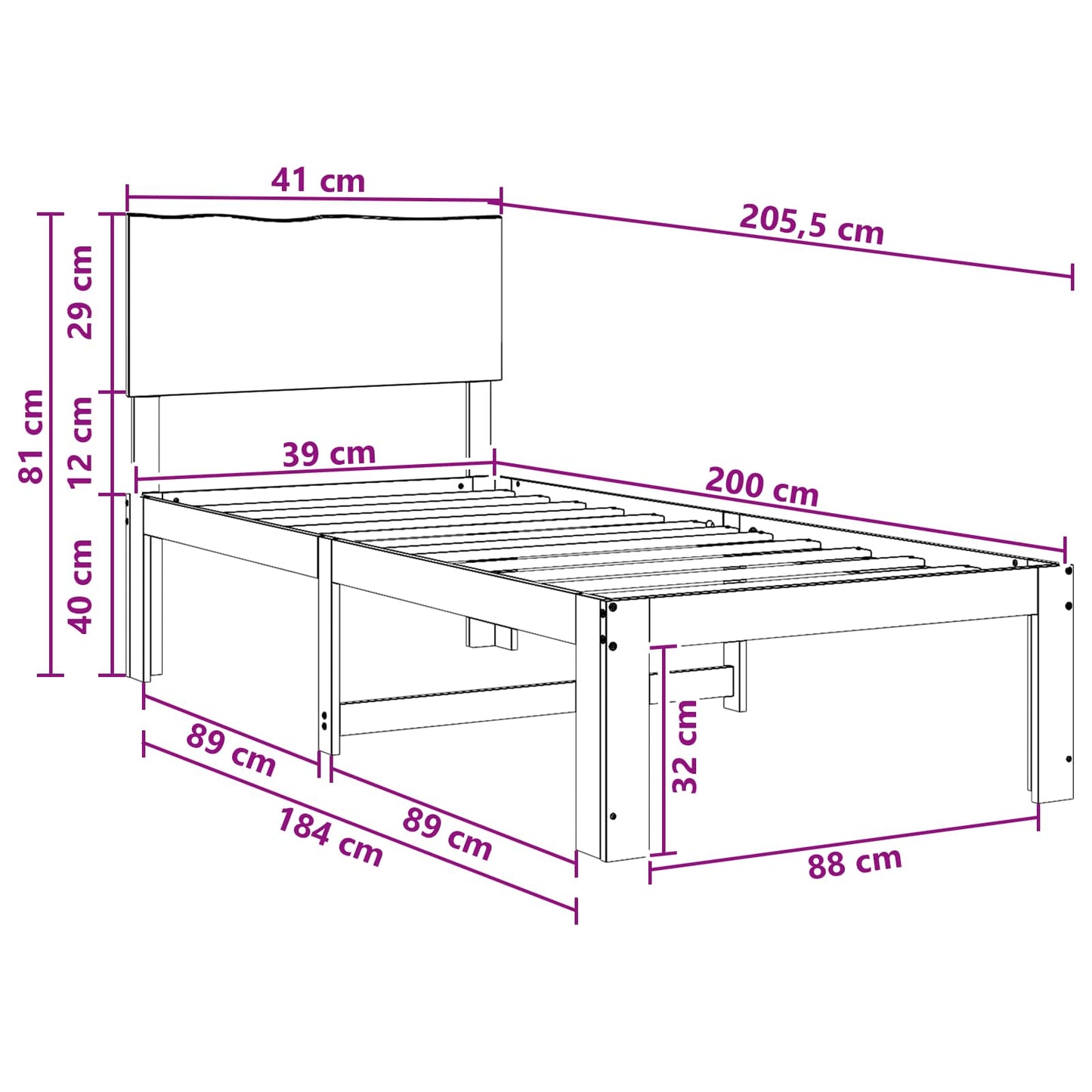 Single Bed Frame with Headboard ROSTOCK Natural 100 x 200 cm