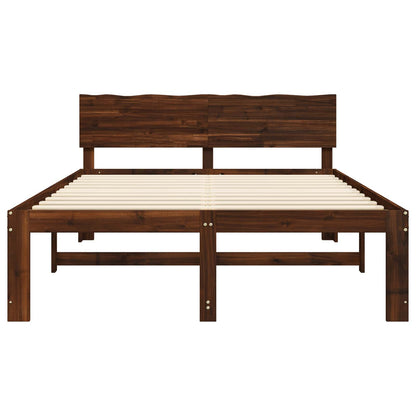 Double Bed Frame with Headboard ROSTOCK Dark Brown 120 x 200 cm