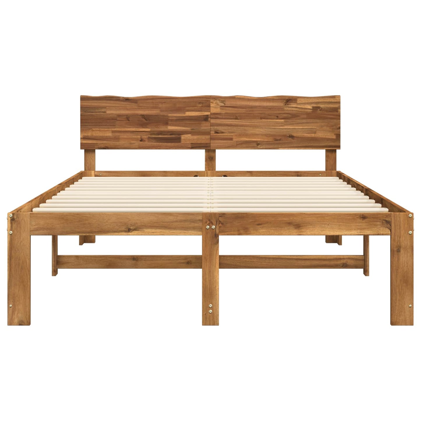 Double Bed Frame with Headboard ROSTOCK Natural 140 x 200 cm