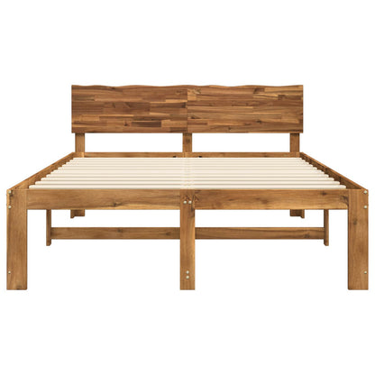 Double Bed Frame with Headboard ROSTOCK Natural 140 x 200 cm