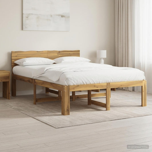 Double Bed Frame with Headboard ROSTOCK White 140 x 200 cm