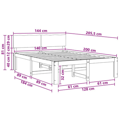 Double Bed Frame with Headboard ROSTOCK White 140 x 200 cm