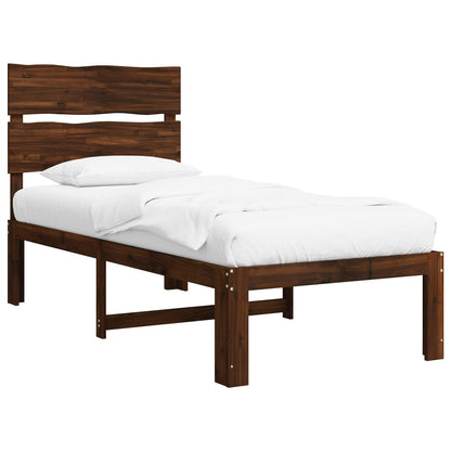 Single Bed Frame with Headboard ROSTOCK Dark Brown 75 x 190 cm