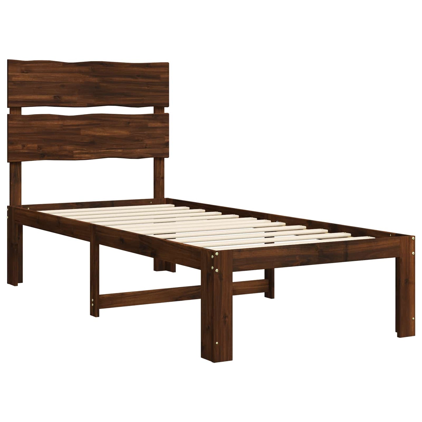 Single Bed Frame with Headboard ROSTOCK Dark Brown 75 x 190 cm