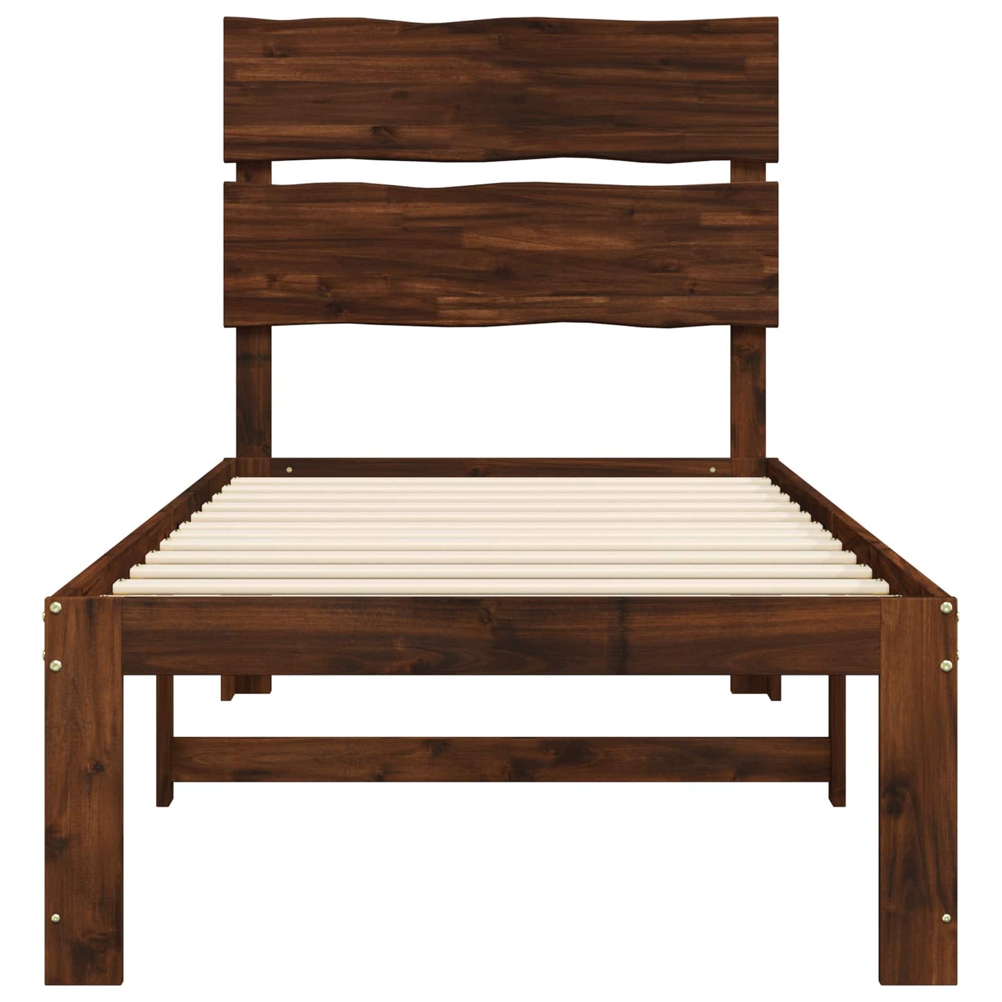 Single Bed Frame with Headboard ROSTOCK Dark Brown 90 x 190 cm