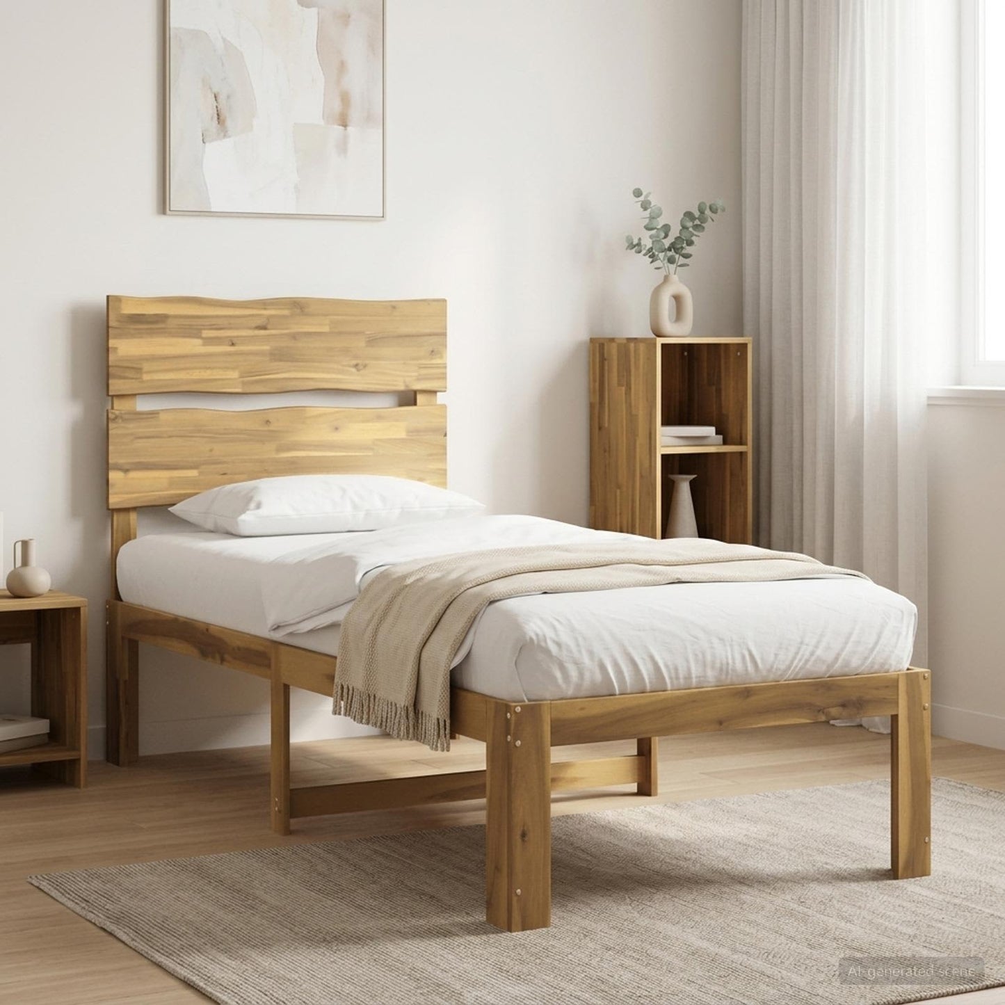 Single Bed Frame with Headboard ROSTOCK White 90 x 190 cm
