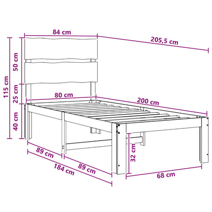 Single Bed Frame with Headboard ROSTOCK White 80 x 200 cm