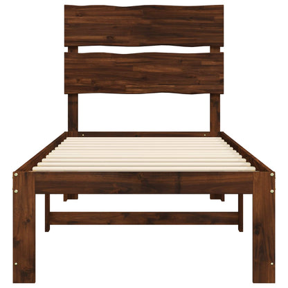 Single Bed Frame with Headboard ROSTOCK Dark Brown 90 x 200 cm