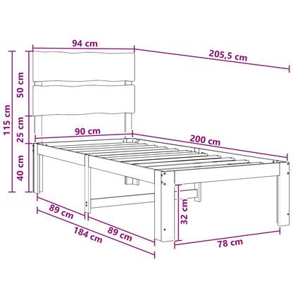 Single Bed Frame with Headboard ROSTOCK Natural 90 x 200 cm