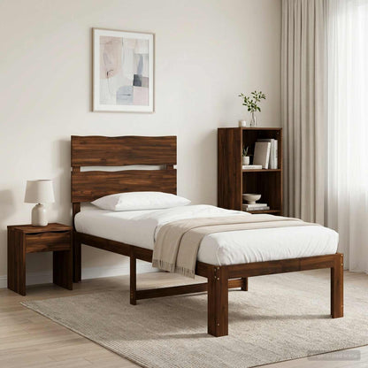 Single Bed Frame with Headboard ROSTOCK Dark Brown 100 x 200 cm